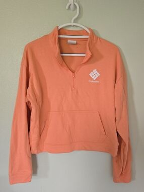 Columbia | Salmon Pink Cropped Quarter Zip Sweatshirt Size XL